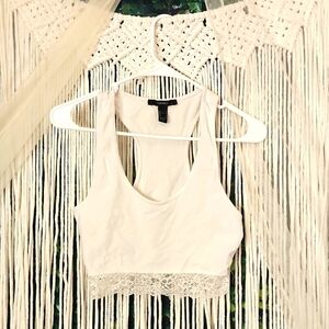 Forever 21 Lace Bottom Racer Back Crop Tank